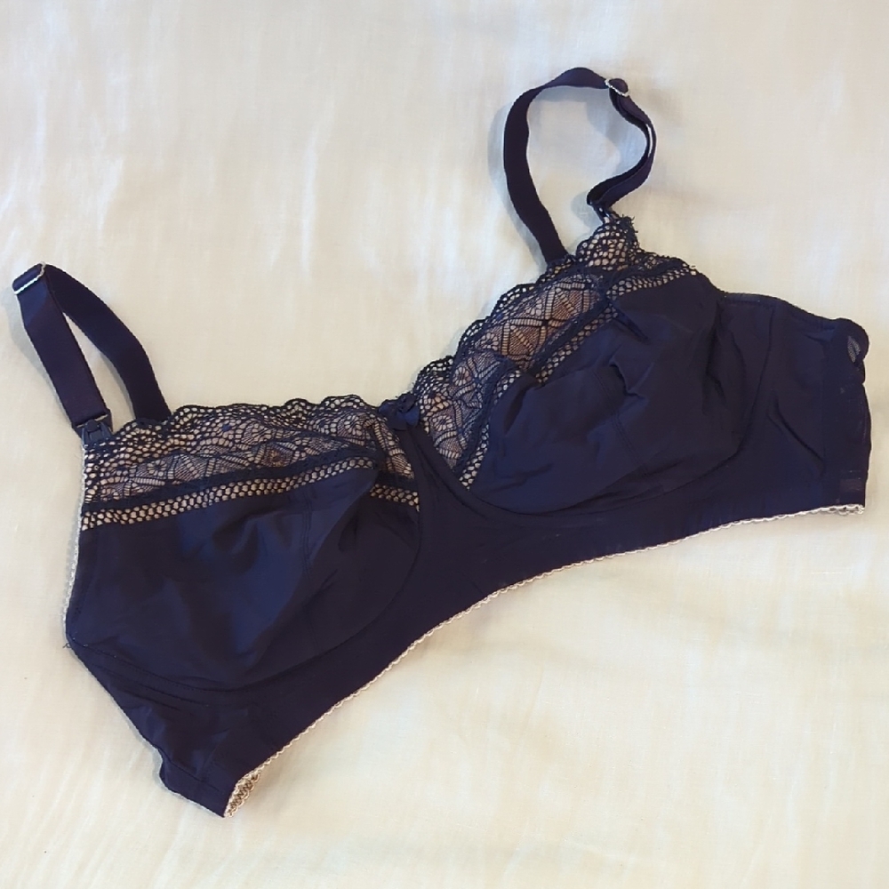 Hotmilk Show Off Navy Lace Nursing Bra